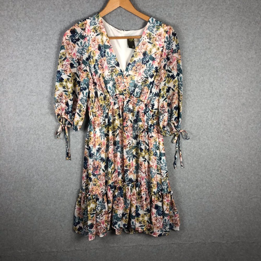 Taylor Floral Mini Dress in Pink, Blue, Yellow